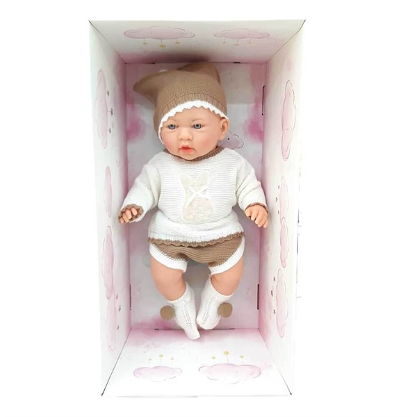 Azra Newborn Triko Elbiseli Kahve-Bej-Oyuncak Bebekler