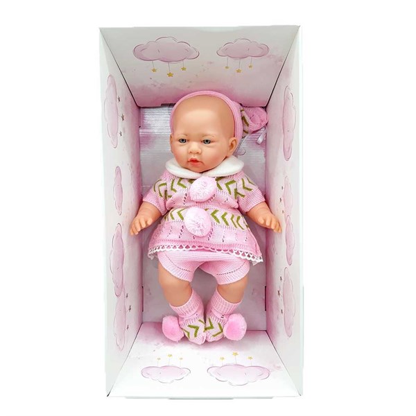 Azra Newborn Triko Elbiseli Pembe-Gri-Yeşil-Oyuncak Bebekler