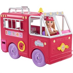 Barbie Chelsea İtfaiye Aracı Oyun Seti, Chelsea Bebek (6 inç), Katlanabilir İtfaiyeci-Kız Oyun Setleri