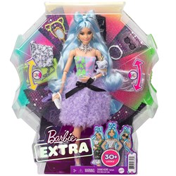 Barbie Extra Aksesuarlı Mavi Saçlı Model Bebek GYJ69-Oyuncak Bebekler