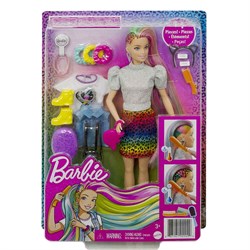 Barbie Leopar Desenli Saçlar Bebeği-Kız Oyun Setleri